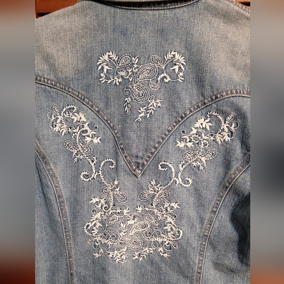 Coldwater Creek Blue Jean Jacket with Embroidery - Picture 4 of 5